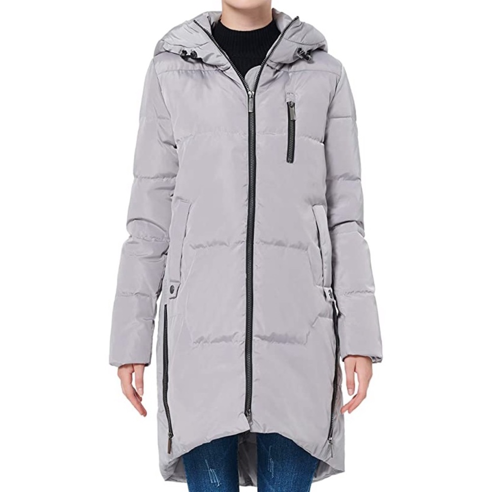 Orolay Grey Down Jacket Hooded Winter Coat Puffer